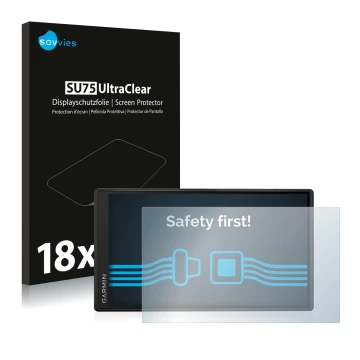 Parte frontale di una confezione del prodotto con il logo del marchio Savvies. Accanto è raffigurato il dispositivo Garmin Dri