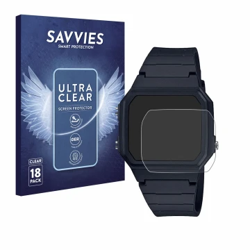 Parte frontale di una confezione del prodotto con il logo del marchio Savvies. Accanto è raffigurato il dispositivo Casio Unis