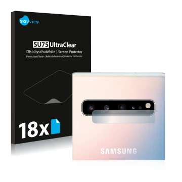 Parte frontale di una confezione del prodotto con il logo del marchio Savvies. Accanto è raffigurato il dispositivo Samsung Ga