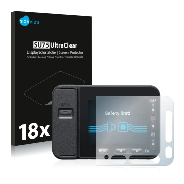 Parte frontale di una confezione del prodotto con il logo del marchio Savvies. Accanto è raffigurato il dispositivo Sony DSC-R