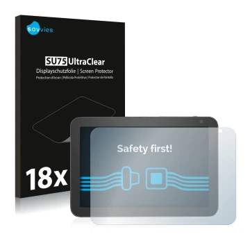 Parte frontale di una confezione del prodotto con il logo del marchio Savvies. Accanto è raffigurato il dispositivo Amazon Ech