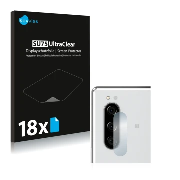 Parte frontale di una confezione del prodotto con il logo del marchio Savvies. Accanto è raffigurato il dispositivo Sony Xperi