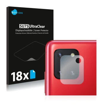 Parte frontale di una confezione del prodotto con il logo del marchio Savvies. Accanto è raffigurato il dispositivo Samsung Ga