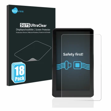 Parte frontale di una confezione del prodotto con il logo del marchio Savvies. Accanto è raffigurato il dispositivo Garmin zum