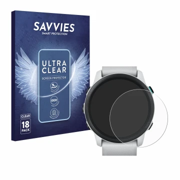 Parte frontale di una confezione del prodotto con il logo del marchio Savvies. Accanto è raffigurato il dispositivo Garmin For