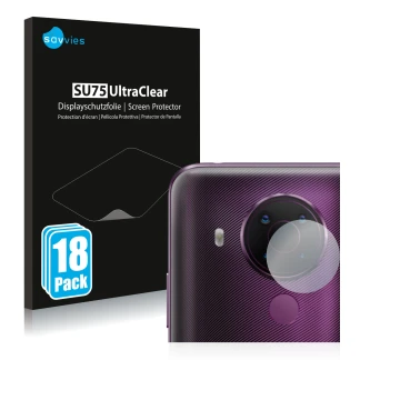 Parte frontale di una confezione del prodotto con il logo del marchio Savvies. Accanto è raffigurato il dispositivo Nokia 5.4 