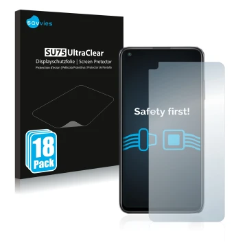 Parte frontale di una confezione del prodotto con il logo del marchio Savvies. Accanto è raffigurato il dispositivo Xiaomi Red