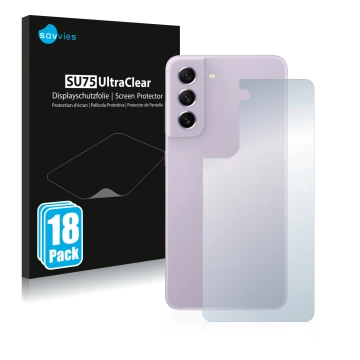 Parte frontale di una confezione del prodotto con il logo del marchio Savvies. Accanto è raffigurato il dispositivo Samsung Ga