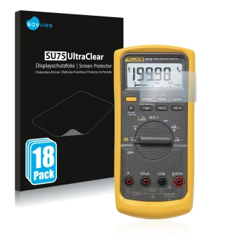 Parte frontale di una confezione del prodotto con il logo del marchio Savvies. Accanto è raffigurato il dispositivo Fluke 87v 