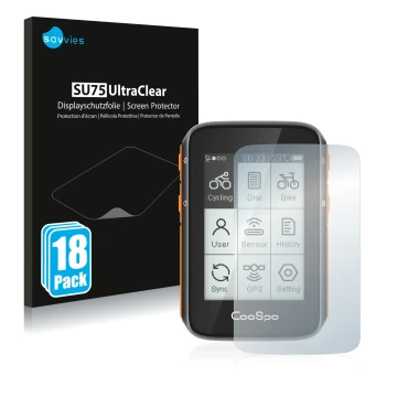 Parte frontale di una confezione del prodotto con il logo del marchio Savvies. Accanto è raffigurato il dispositivo CooSpo BC2