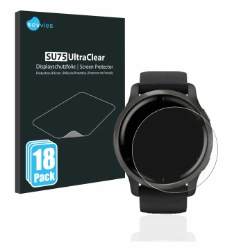 Parte frontale di una confezione del prodotto con il logo del marchio Savvies. Accanto è raffigurato il dispositivo Garmin Ven