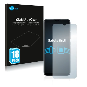 Parte frontale di una confezione del prodotto con il logo del marchio Savvies. Accanto è raffigurato il dispositivo realme C11