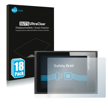 Parte frontale di una confezione del prodotto con il logo del marchio Savvies. Accanto è raffigurato il dispositivo Apexcam ‎M