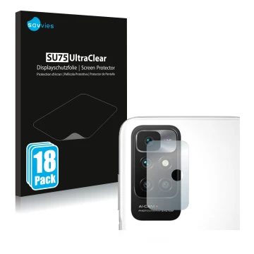 Parte frontale di una confezione del prodotto con il logo del marchio Savvies. Accanto è raffigurato il dispositivo Xiaomi Red