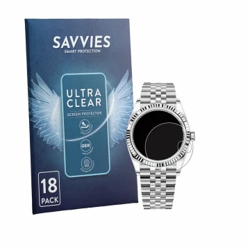 Parte frontale di una confezione del prodotto con il logo del marchio Savvies. Accanto è raffigurato il dispositivo Rolex Date