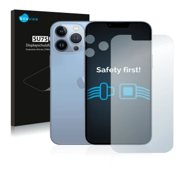 Parte frontale di una confezione del prodotto con il logo del marchio Savvies. Accanto è raffigurato il dispositivo Apple iPho