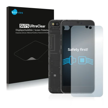 Parte frontale di una confezione del prodotto con il logo del marchio Savvies. Accanto è raffigurato il dispositivo Fairphone 