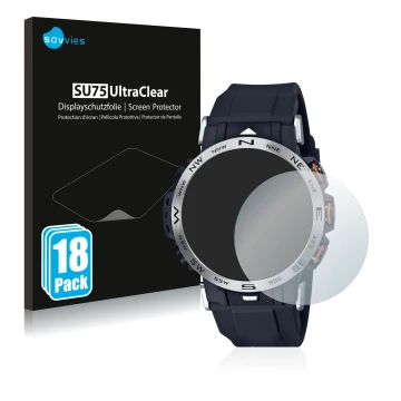 Parte frontale di una confezione del prodotto con il logo del marchio Savvies. Accanto è raffigurato il dispositivo Casio Pro 