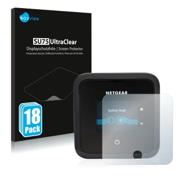 Parte frontale di una confezione del prodotto con il logo del marchio Savvies. Accanto è raffigurato il dispositivo Netgear Ni