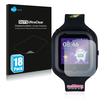 Parte frontale di una confezione del prodotto con il logo del marchio Savvies. Accanto è raffigurato il dispositivo SoyMomo Sp