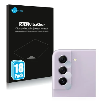 Parte frontale di una confezione del prodotto con il logo del marchio Savvies. Accanto è raffigurato il dispositivo Samsung Ga