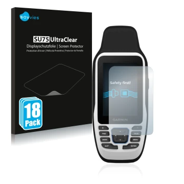 Parte frontale di una confezione del prodotto con il logo del marchio Savvies. Accanto è raffigurato il dispositivo Garmin GPS