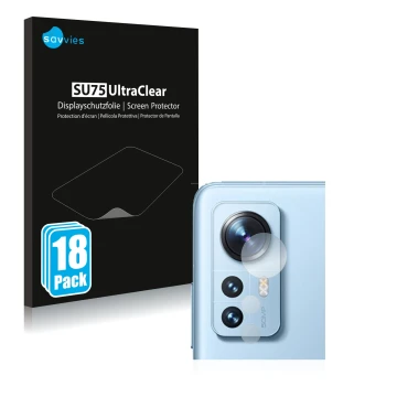 Parte frontale di una confezione del prodotto con il logo del marchio Savvies. Accanto è raffigurato il dispositivo Xiaomi 12 