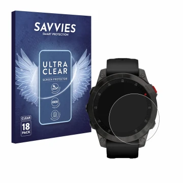 Parte frontale di una confezione del prodotto con il logo del marchio Savvies. Accanto è raffigurato il dispositivo Garmin epi