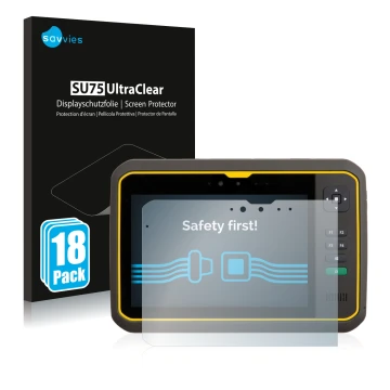 Parte frontale di una confezione del prodotto con il logo del marchio Savvies. Accanto è raffigurato il dispositivo Trimble T7