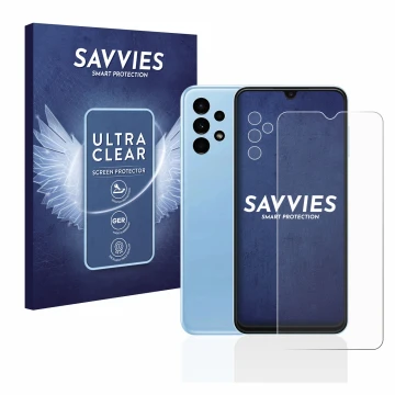 Parte frontale di una confezione del prodotto con il logo del marchio Savvies. Accanto è raffigurato il dispositivo Samsung Ga