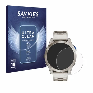 Parte frontale di una confezione del prodotto con il logo del marchio Savvies. Accanto è raffigurato il dispositivo Garmin D2 