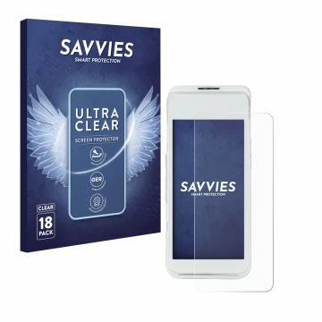 Parte frontale di una confezione del prodotto con il logo del marchio Savvies. Accanto è raffigurato il dispositivo Pax A920 P