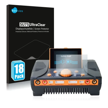 Parte frontale di una confezione del prodotto con il logo del marchio Savvies. Accanto è raffigurato il dispositivo Junsi iCha