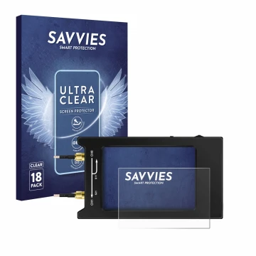 Parte frontale di una confezione del prodotto con il logo del marchio Savvies. Accanto è raffigurato il dispositivo NanoVNA H4
