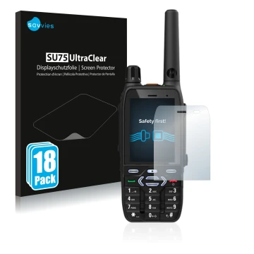 Parte frontale di una confezione del prodotto con il logo del marchio Savvies. Accanto è raffigurato il dispositivo Motorola M