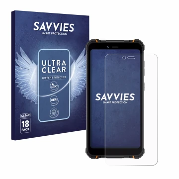 Parte frontale di una confezione del prodotto con il logo del marchio Savvies. Accanto è raffigurato il dispositivo Hotwav T5 