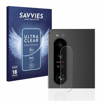 Parte frontale di una confezione del prodotto con il logo del marchio Savvies. Accanto è raffigurato il dispositivo Sony Xperi