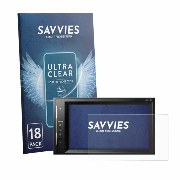 Parte frontale di una confezione del prodotto con il logo del marchio Savvies. Accanto è raffigurato il dispositivo Pioneer AV