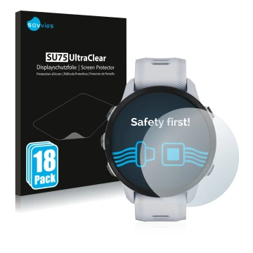 Parte frontale di una confezione del prodotto con il logo del marchio Savvies. Accanto è raffigurato il dispositivo Garmin For