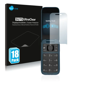 Parte frontale di una confezione del prodotto con il logo del marchio Savvies. Accanto è raffigurato il dispositivo Nokia 2660