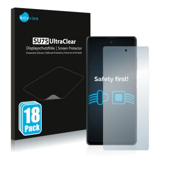 Parte frontale di una confezione del prodotto con il logo del marchio Savvies. Accanto è raffigurato il dispositivo Blackview 