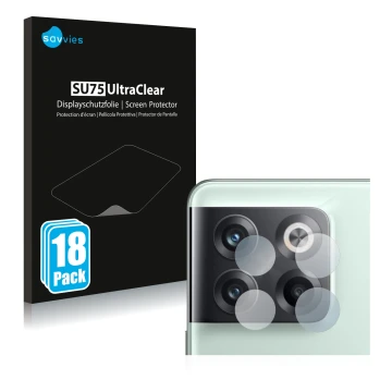 Parte frontale di una confezione del prodotto con il logo del marchio Savvies. Accanto è raffigurato il dispositivo OnePlus 10