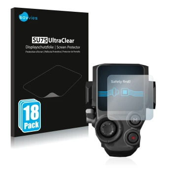 Parte frontale di una confezione del prodotto con il logo del marchio Savvies. Accanto è raffigurato il dispositivo DJI RS 3 P