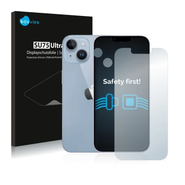 Parte frontale di una confezione del prodotto con il logo del marchio Savvies. Accanto è raffigurato il dispositivo Apple iPho