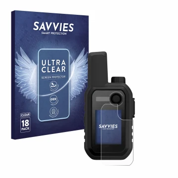 Parte frontale di una confezione del prodotto con il logo del marchio Savvies. Accanto è raffigurato il dispositivo Garmin Alp
