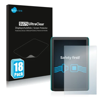 Parte frontale di una confezione del prodotto con il logo del marchio Savvies. Accanto è raffigurato il dispositivo Amazon Kin