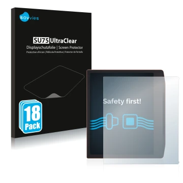 Parte frontale di una confezione del prodotto con il logo del marchio Savvies. Accanto è raffigurato il dispositivo PocketBook