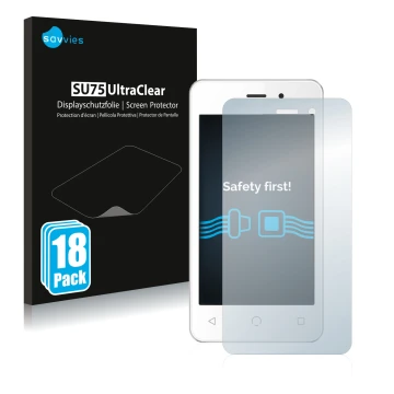 Parte frontale di una confezione del prodotto con il logo del marchio Savvies. Accanto è raffigurato il dispositivo NUU Mobile