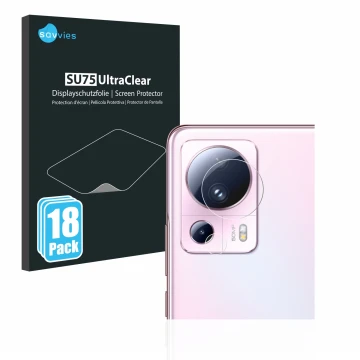 Parte frontale di una confezione del prodotto con il logo del marchio Savvies. Accanto è raffigurato il dispositivo Xiaomi 13 