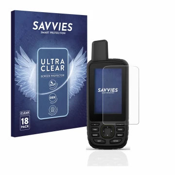 Parte frontale di una confezione del prodotto con il logo del marchio Savvies. Accanto è raffigurato il dispositivo Garmin GPS